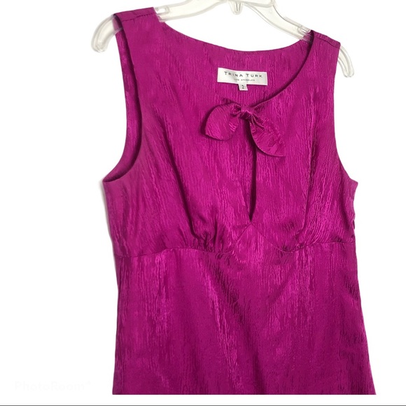 Trina Turk Blouse Silk Sleeveless Top with bow size 2 - Picture 2 of 9